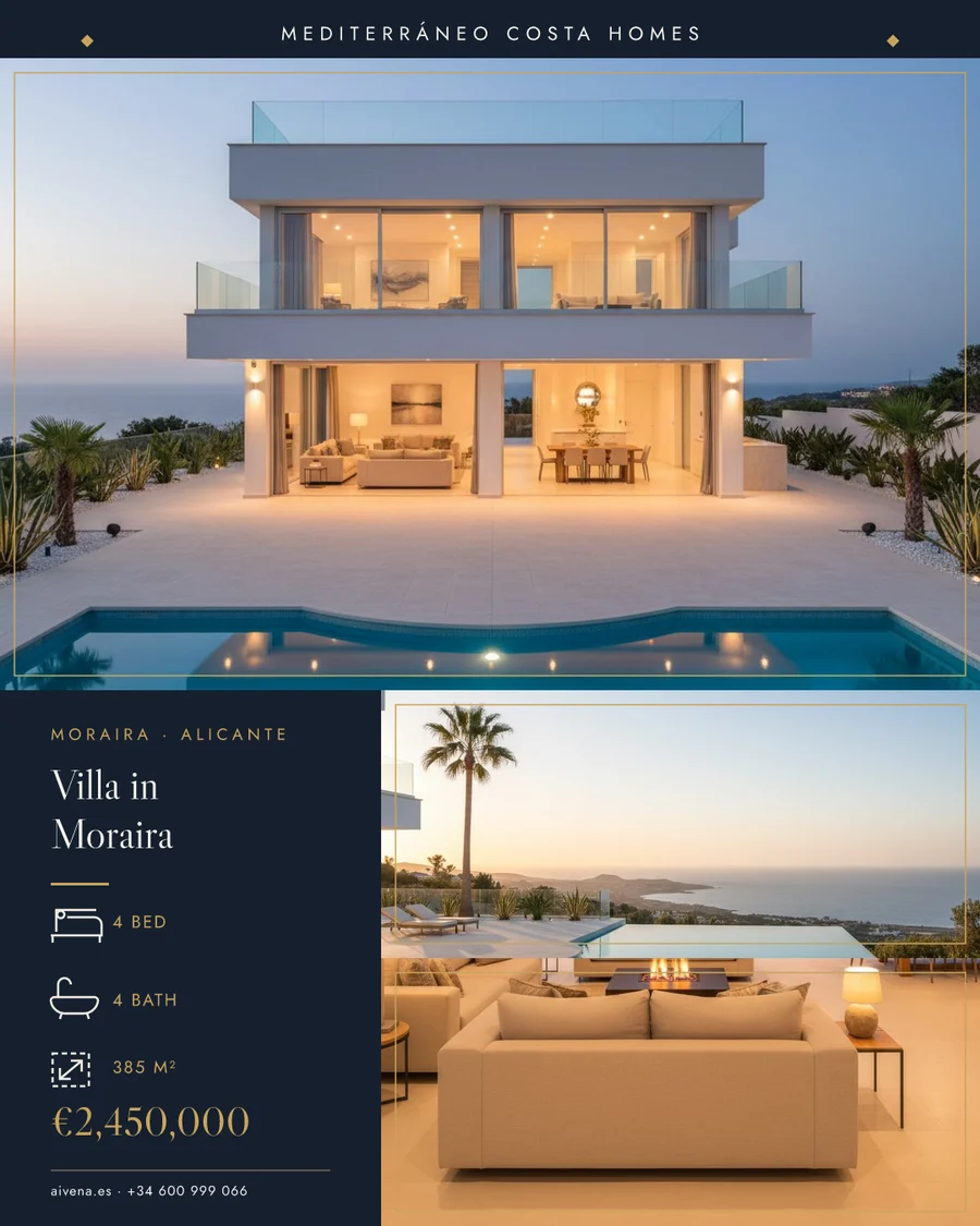 Property post rendered by the AIVENA engine — tap a palette to change the style